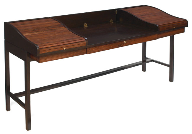 Appraisal: Edward Wormley Executive desk by Dunbar rosewood and mahogany two