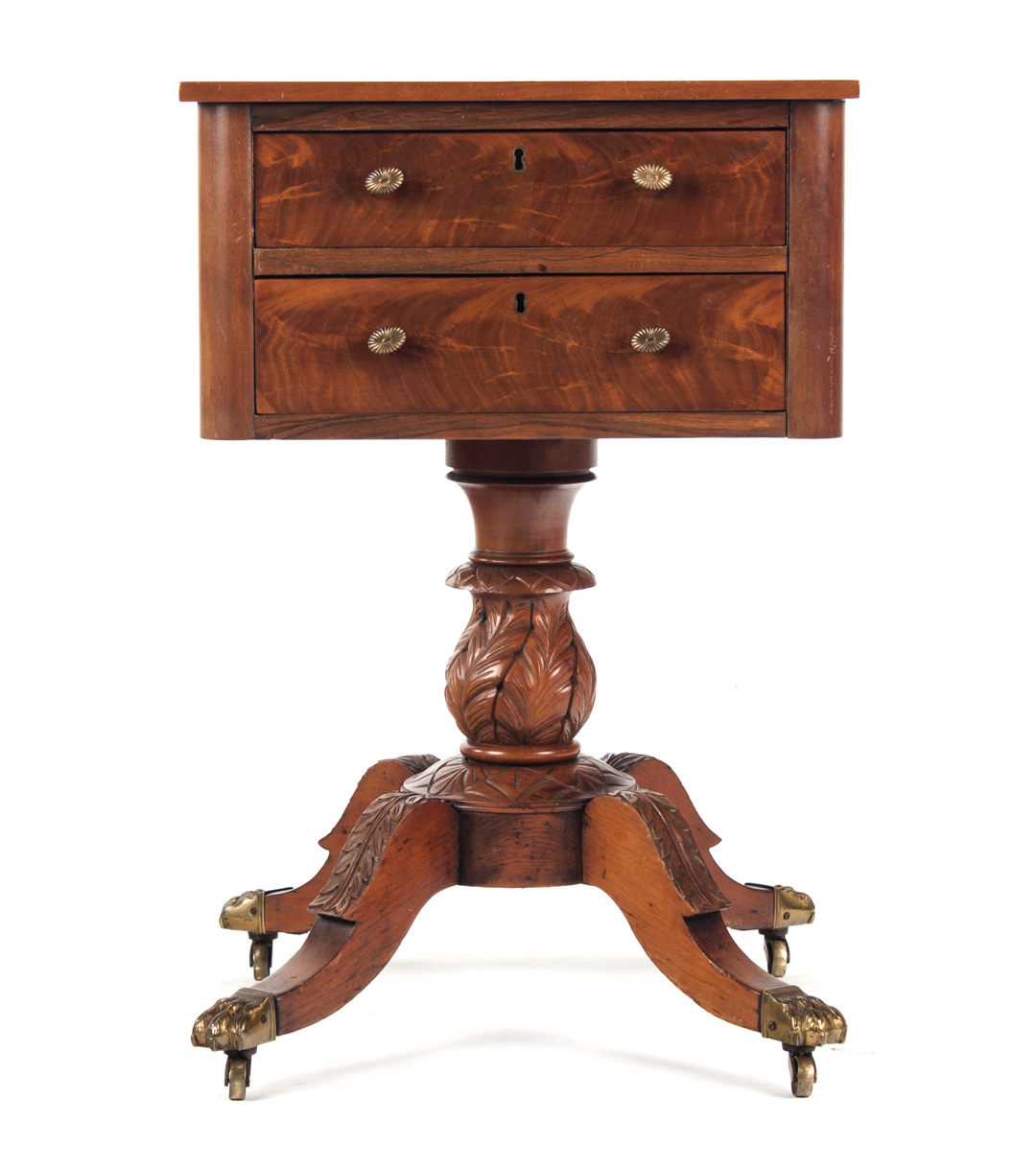 Appraisal: Classical Revival mahogany two-drawer stand late th th century with