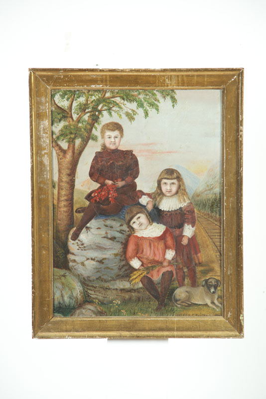 Appraisal: TRIPLE PORTRAIT AMERICAN SCHOOL LATE TH CENTURY Oil on artist