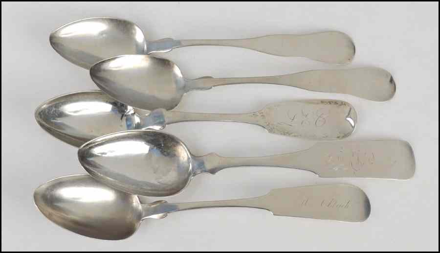 Appraisal: PAIR OF NASHUA COIN SILVER SPOONS Together with three coin