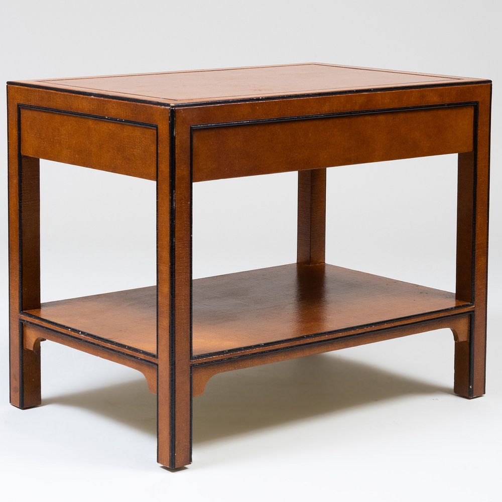 Appraisal: Modern Laquered Fabric End Table Designed by Harold Simmons for