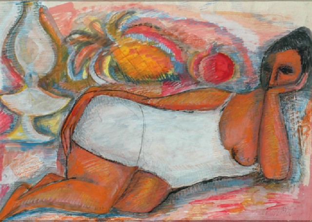 Appraisal: Guelda Pyke - Sunbather mixed media signed 'Guelda Pyke' lower