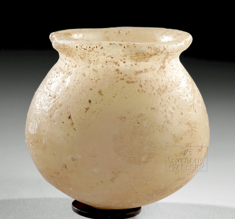 Appraisal: Egyptian Late Dynastic Banded Alabaster Jarlet Egypt Late Dynastic Period