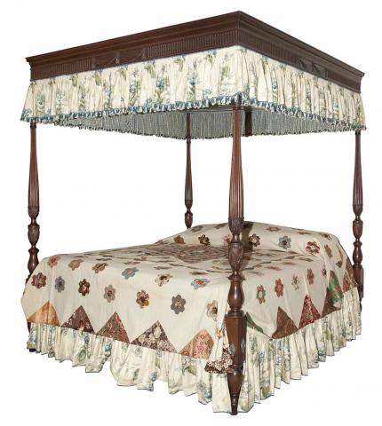 Appraisal: George III Style Mahogany Four-Post Bedstead The canopy raised on