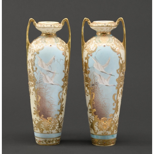 Appraisal: A pair of Noritake vases early th c painted to