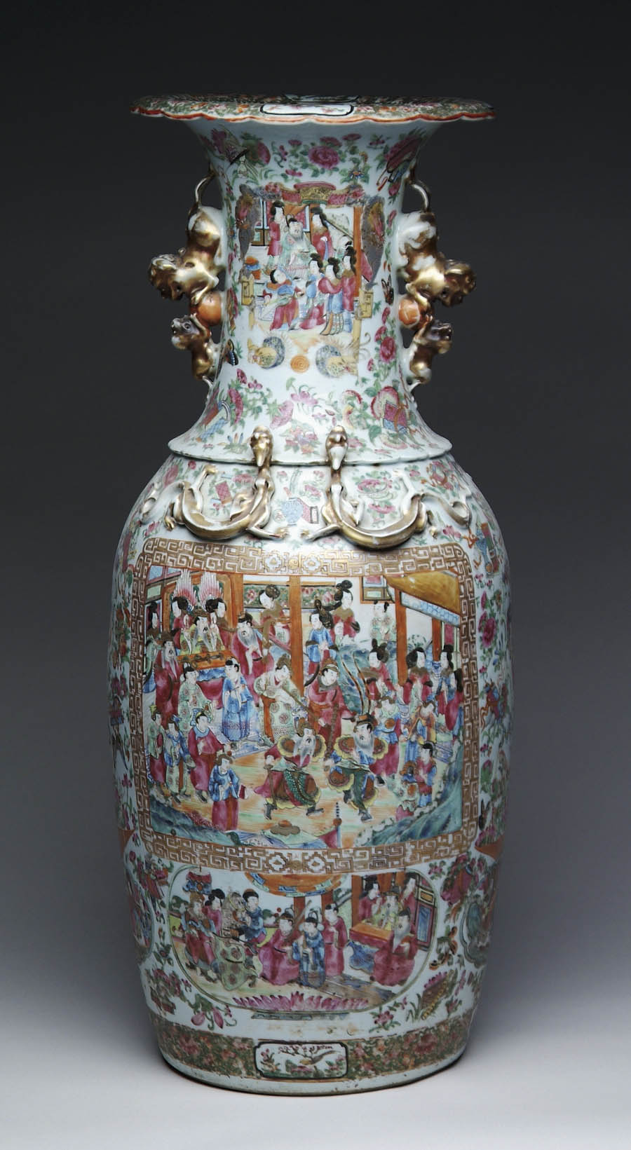 Appraisal: OUTSTANDING LARGE ROSE MEDALLION PALACE VASE th Century Shoulders decorated