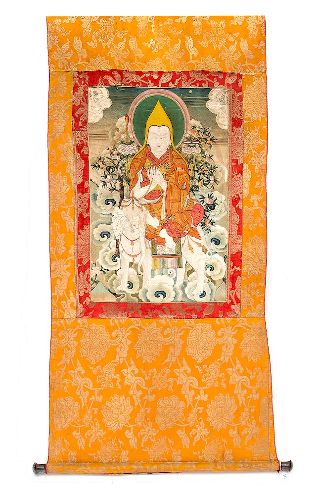 Appraisal: A Tibetan ThangkaLength inches A Tibetan Thangka LATE TH TH