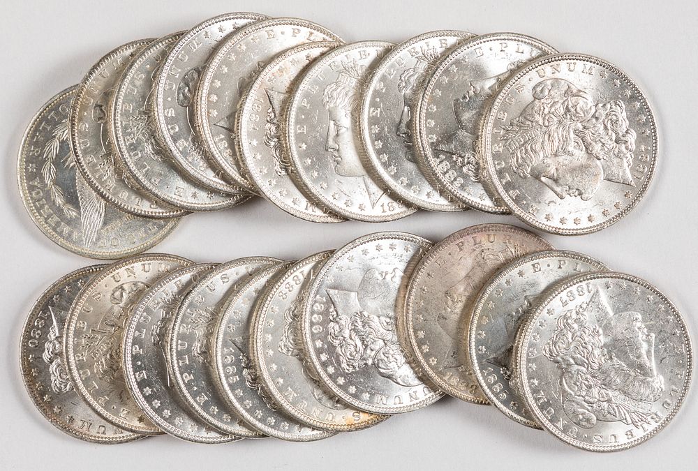 Appraisal: Twenty BU Morgan silver dollars Twenty BU Morgan silver dollars