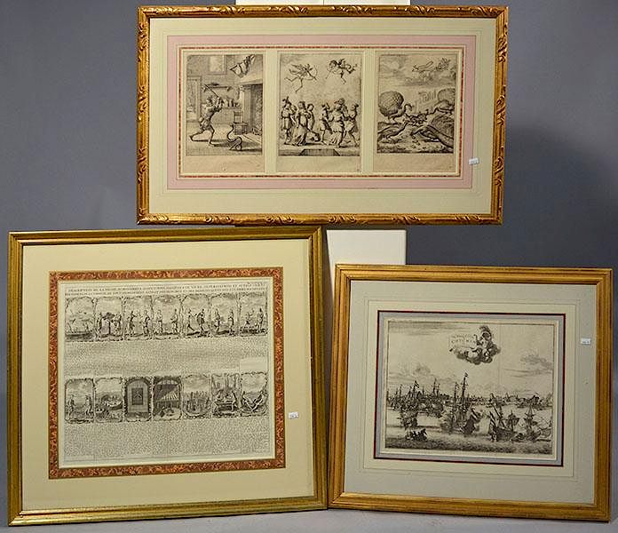 Appraisal: Three th C Framed Prints Three th C framed prints