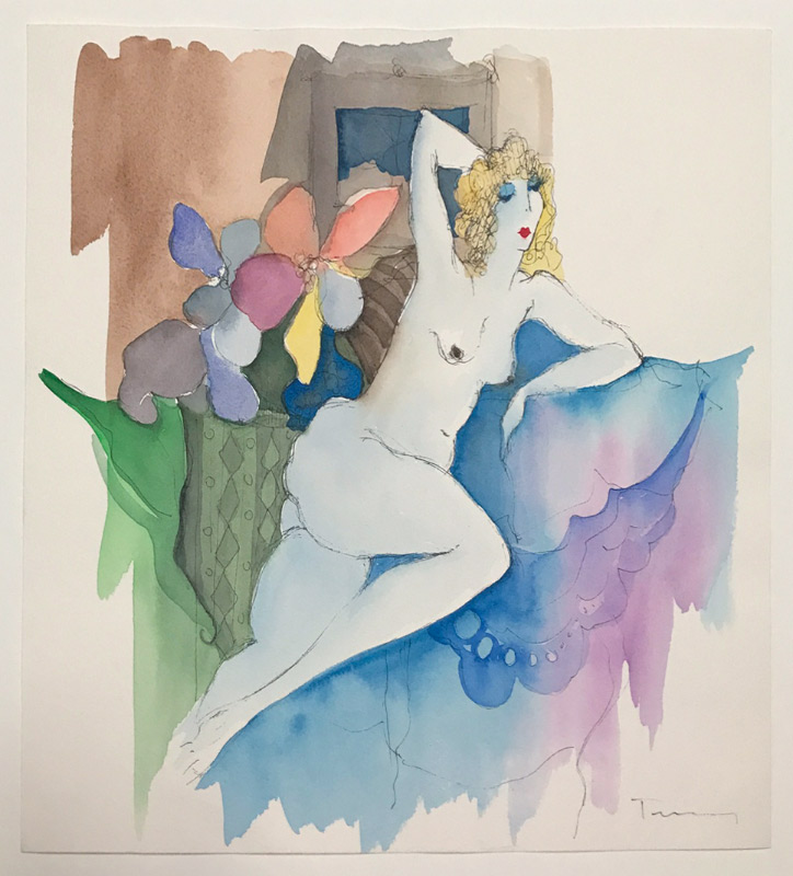 Appraisal: TARKAY Itzchak Yugoslavian - Female Nude in Interior Watercolor with