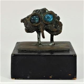 Appraisal: Expressionist MCM Miniature Bronze Owl Sculpture UNITED STATES TH CENTURY