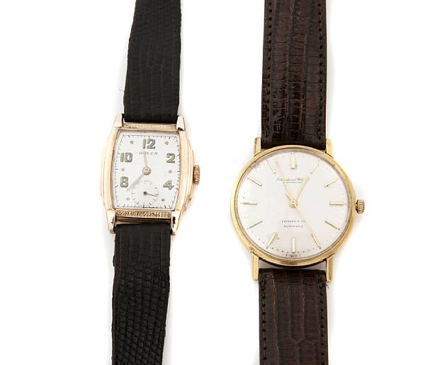 Appraisal: A collection of two gold wristwatches IWC and Rolex one