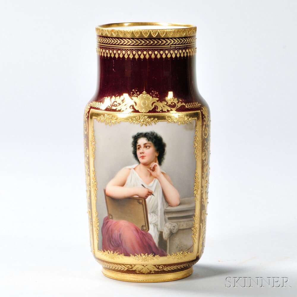 Appraisal: Royal Vienna Painted and Gilded Porcelain Vase late th early