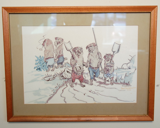 Appraisal: A James Scharnberg Print of Dogs Pen signed numbered Framed