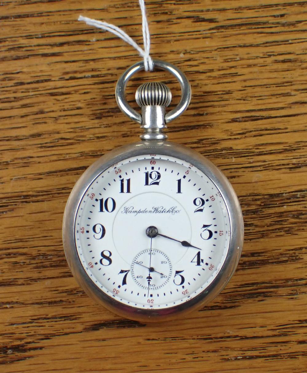 Appraisal: HAMPDEM MODEL RAILWAY SPECIAL OPEN FACE POCKET WATCH having hour