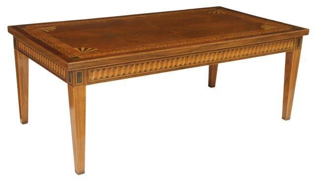 Appraisal: Mahogany and rosewood inlay coffee table th c having rectangular