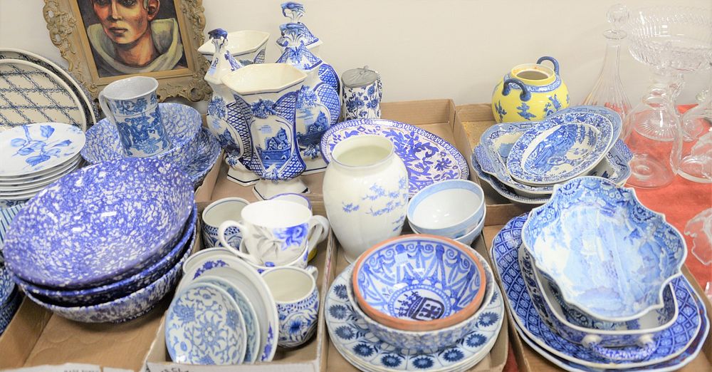 Appraisal: Eight Box Lots to include spatterware bowls Delftware urns along