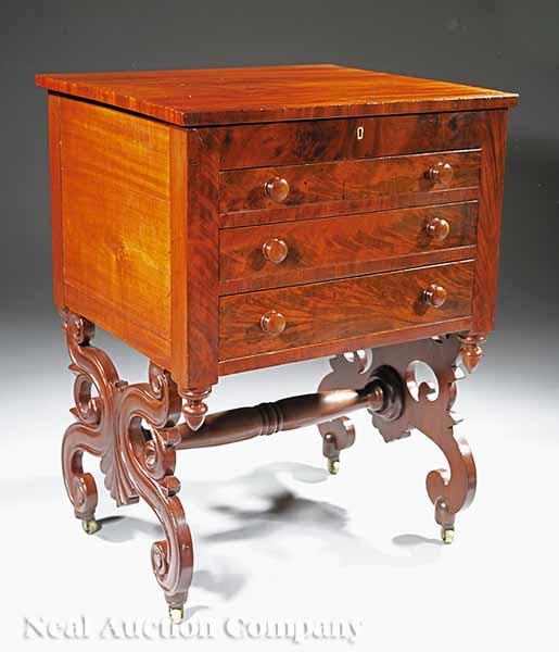 Appraisal: An American Late Classical Mahogany Work Table c probably Boston