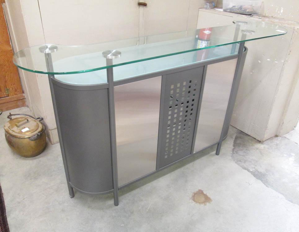 Appraisal: A CONTEMPORARY GLASS AND METAL BAR unknown maker c H