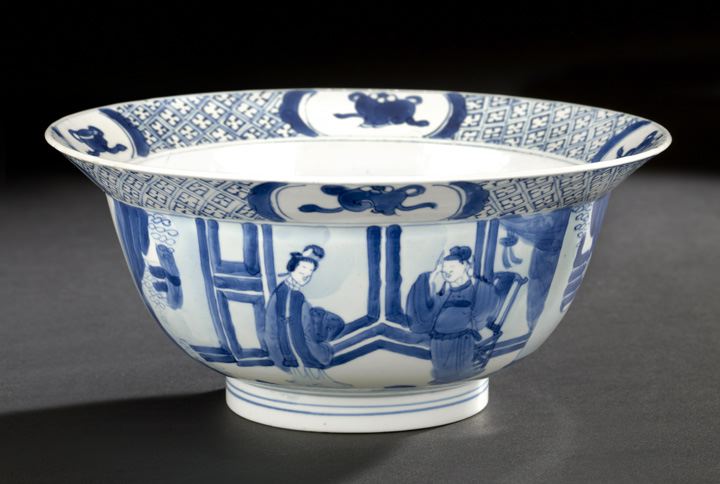 Appraisal: Fine Chinese Export Blue and White Porcelain Bowl Kangxi Reign