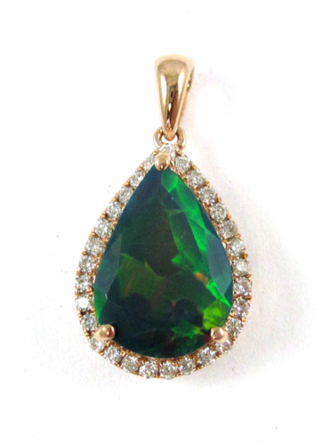 Appraisal: BLACK OPAL DIAMOND AND ROSE GOLD PENDANT The k rose