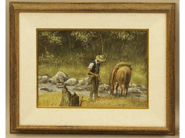 Appraisal: Framed and matted water color by Arizona artist Austin Deuel