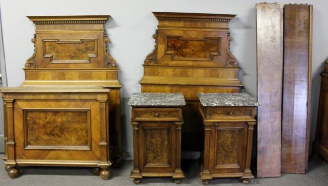 Appraisal: Continental Renaissance Revival Bedroom Set Includes a pair of marble