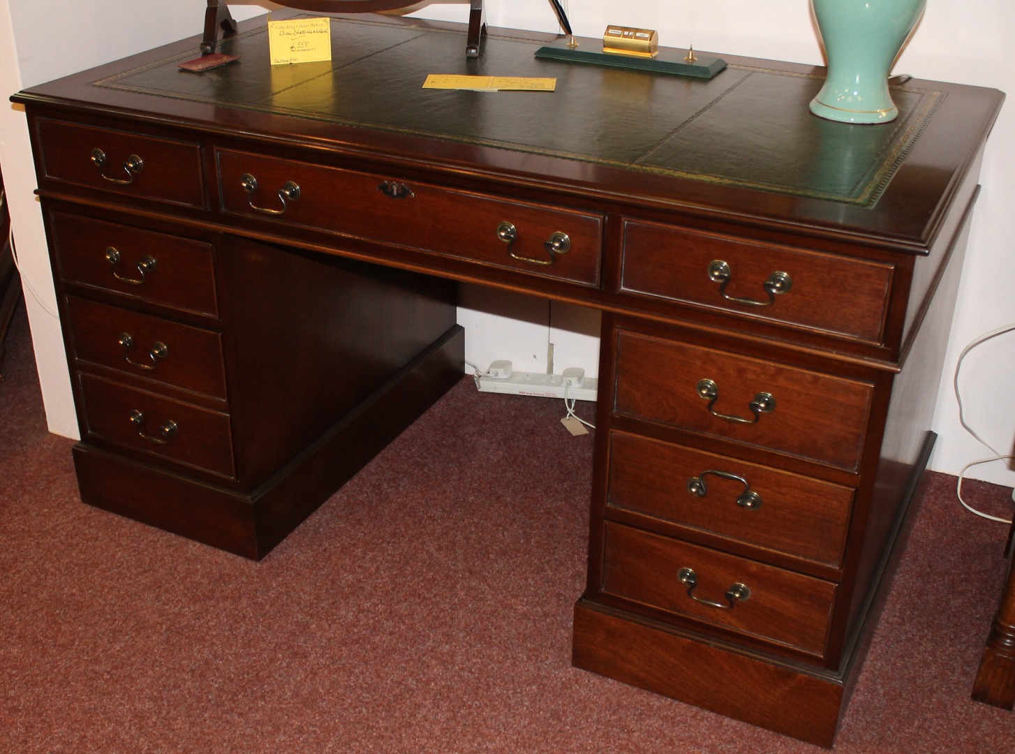 Appraisal: A Home Office range mahogany finish twin pedestal writing desk