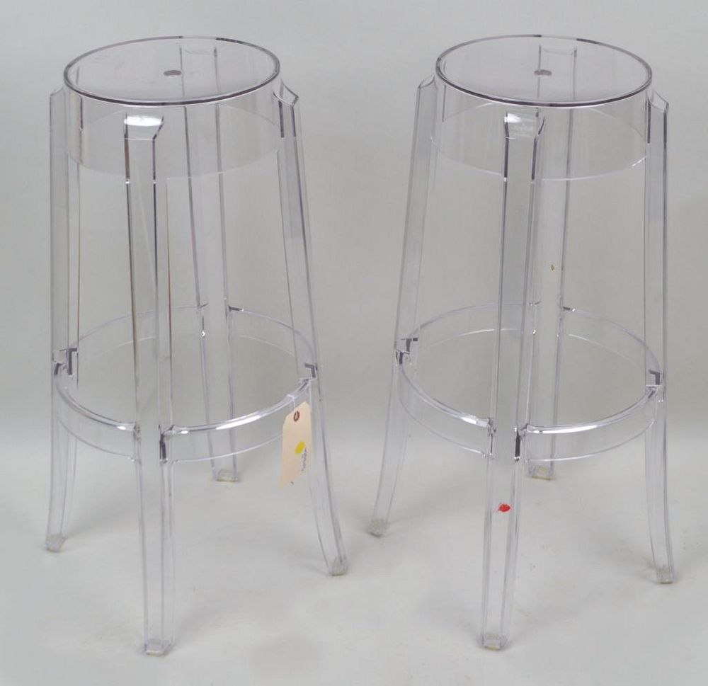 Appraisal: Pair MCM Lucite Charles Ghost Stools by Philippe Stark for