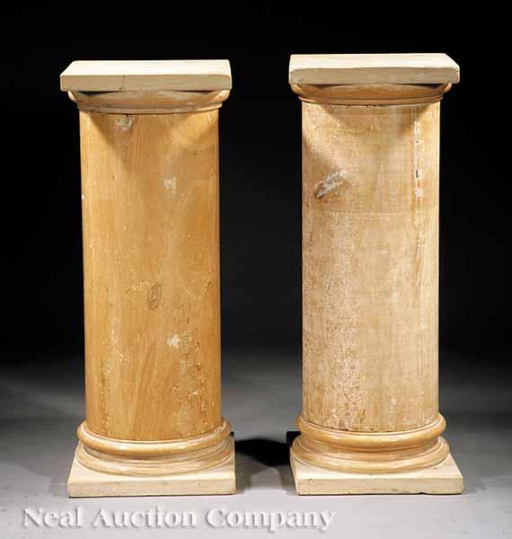 Appraisal: A Pair of Sienna Marble Pedestals each with square top