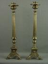 Appraisal: CANDLE STICKS - Pair of cast brass tripod base fluted