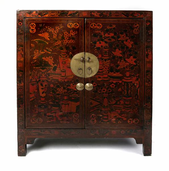 Appraisal: A Chinese painted large two door cabinet height ft width