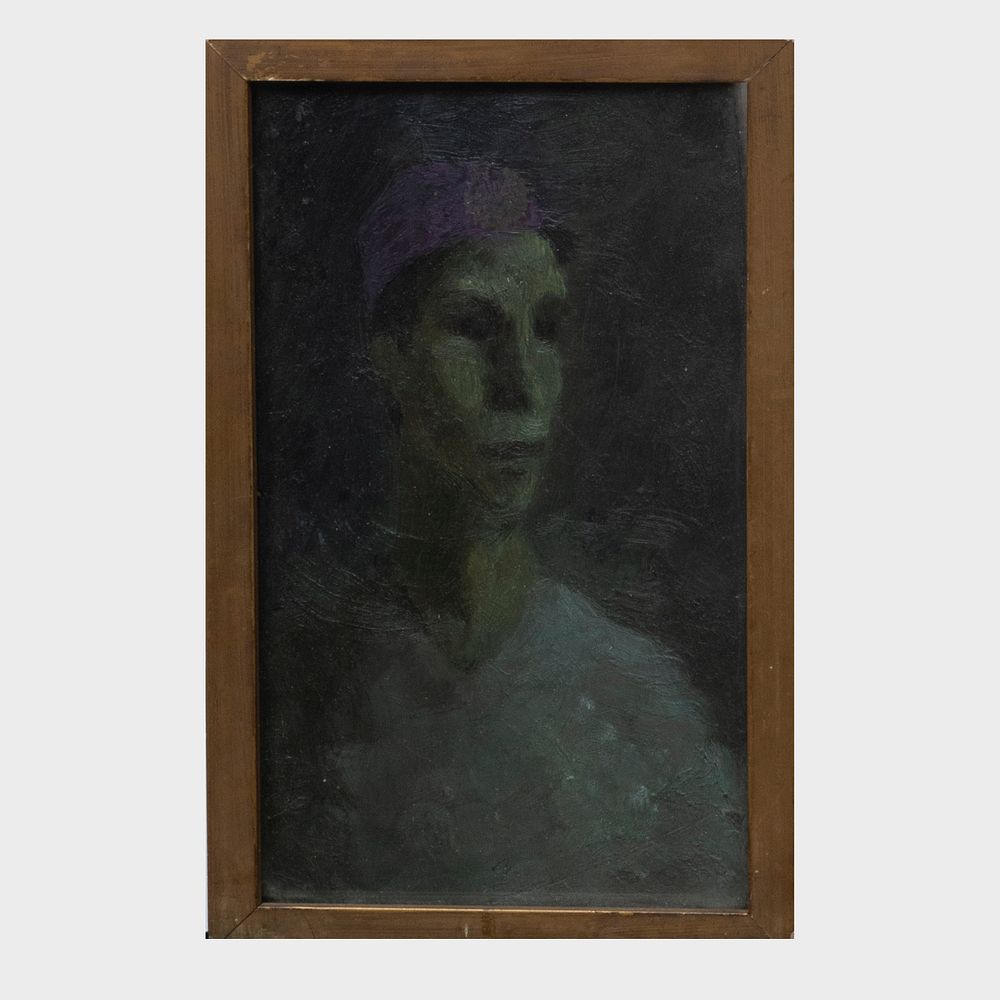 Appraisal: th Century School Untitled Portrait Oil on board unsigned x