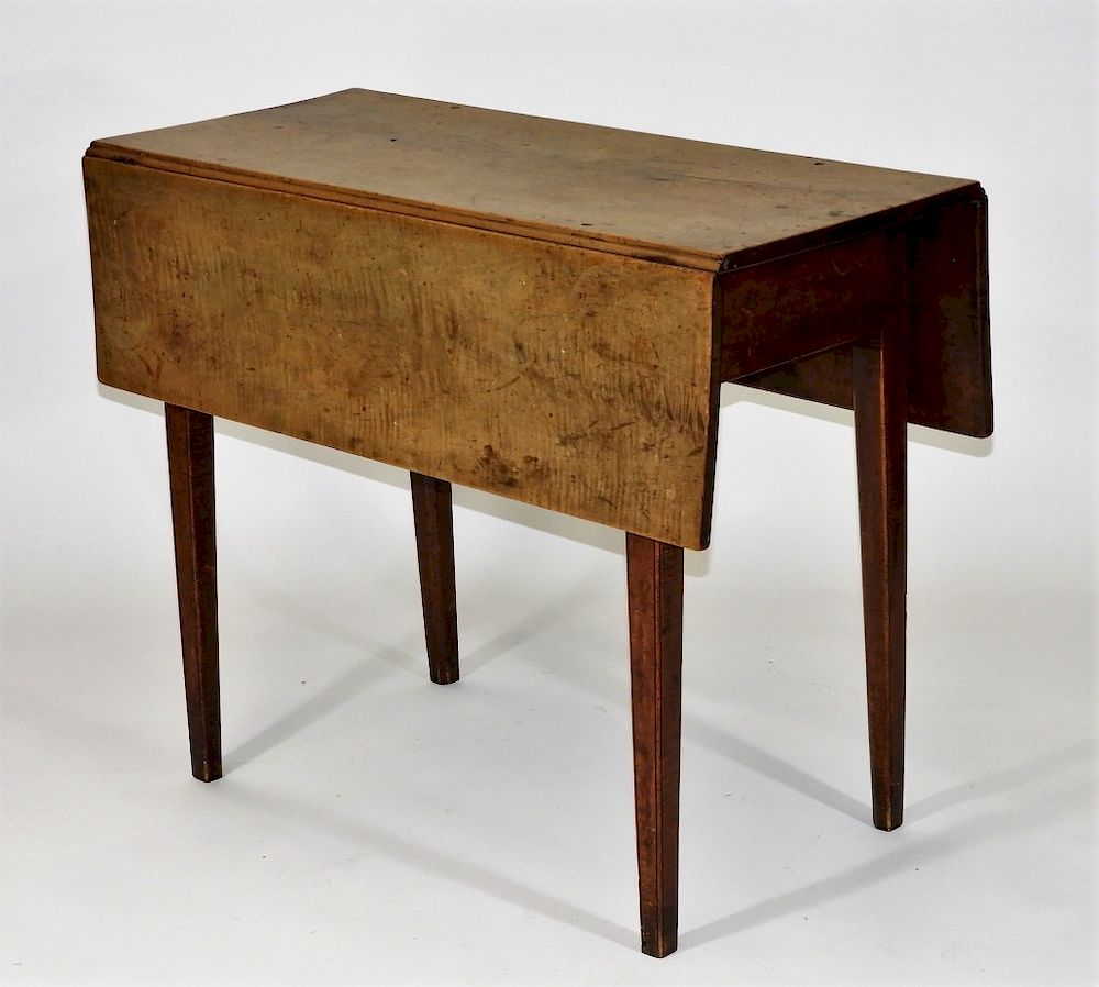 Appraisal: New England Diminutive Tiger Maple Drop Leaf Table New England