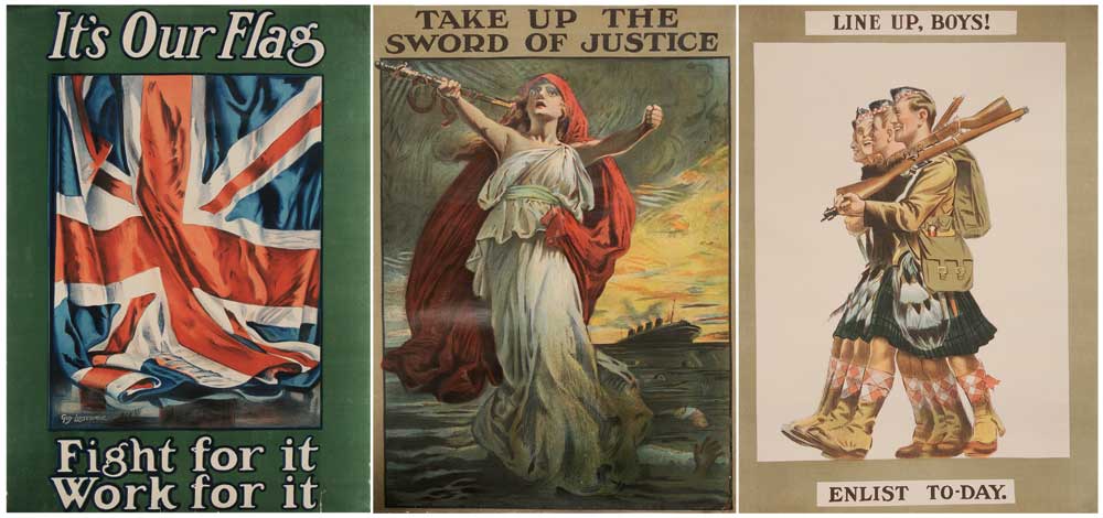 Appraisal: British World War I Recruitment Posters British circa three chromolithographs