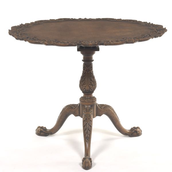 Appraisal: HIGHLY CARVED PIECRUST TILT TOP TABLE - H x Tilt-top