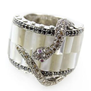 Appraisal: Diamond Karat White Gold and Mother of Pearl Snake Ring