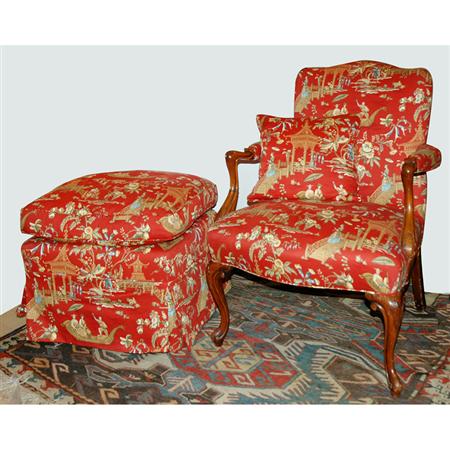 Appraisal: Georgian Style Walnut Armchair Together with an Ottoman Estimate -