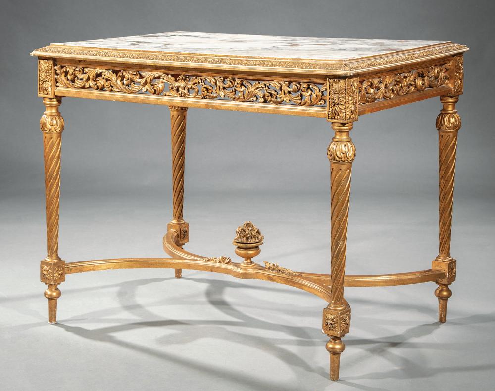 Appraisal: Antique Louis XVI-Style Carved Salon Table late th c inset