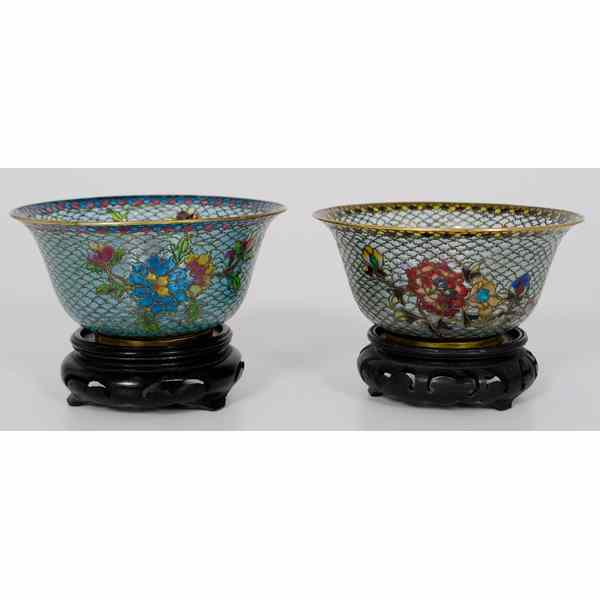 Appraisal: Chinese Plique au Jour Bowls Chinese A pair of plique