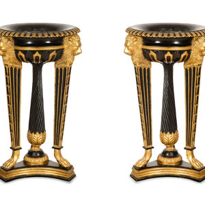 Appraisal: A Pair of Neoclassical Style Ebonized and Parcel Gilt Composition