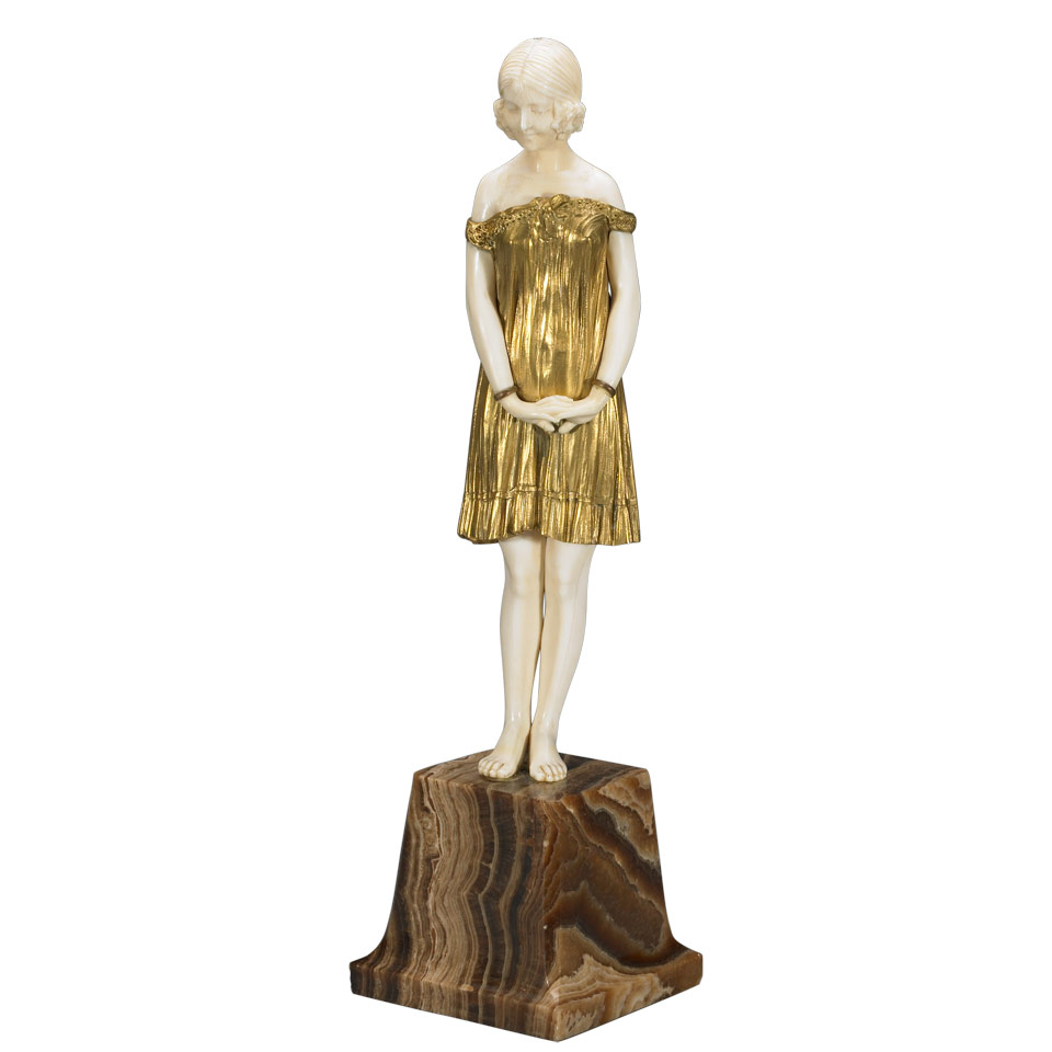 Appraisal: Demeter H Chiparus Romanian - INNOCENCE gilt bronze and carved