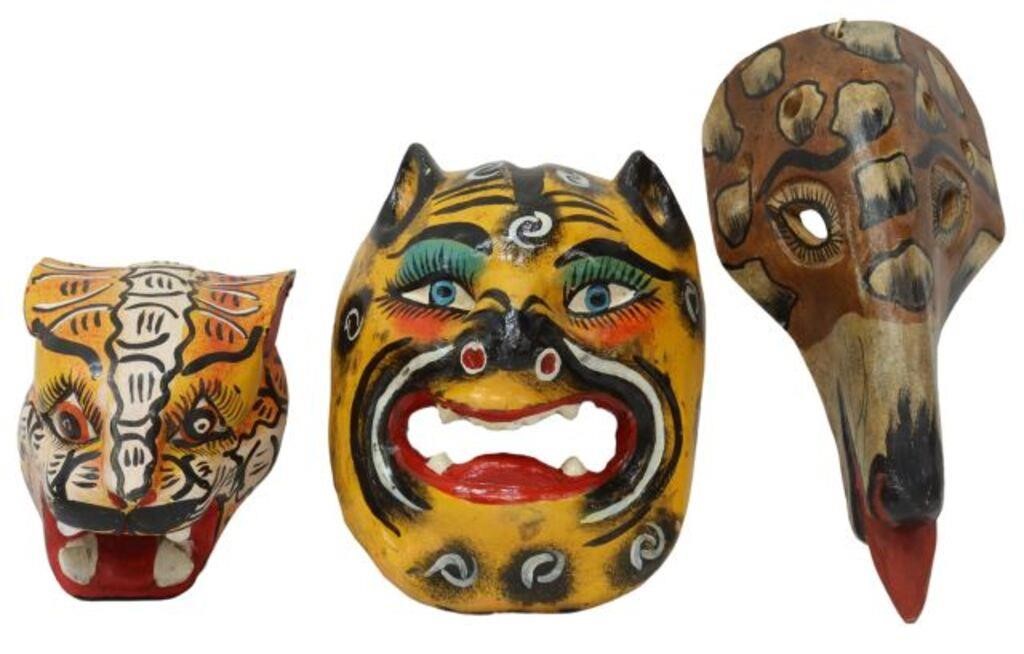 Appraisal: lot of Folk art animal form masks Mexico all carved