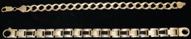 Appraisal: TWO KT YELLOW GOLD MEN'S BRACELETS ONE HASINSET ONYX LONG