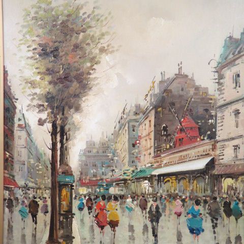 Appraisal: Antonio DeVity Oil French Street Scene image area x well