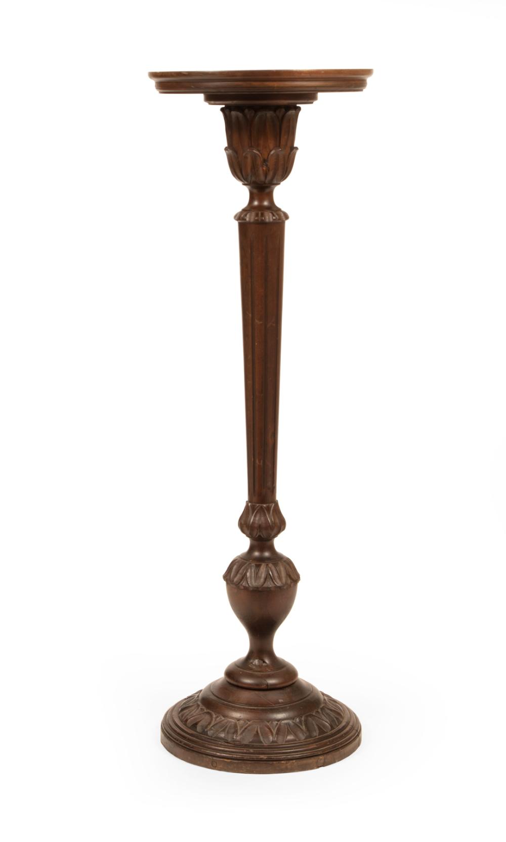 Appraisal: Antique Continental Neoclassical-Style Carved Walnut Torchere molded circular top foliate