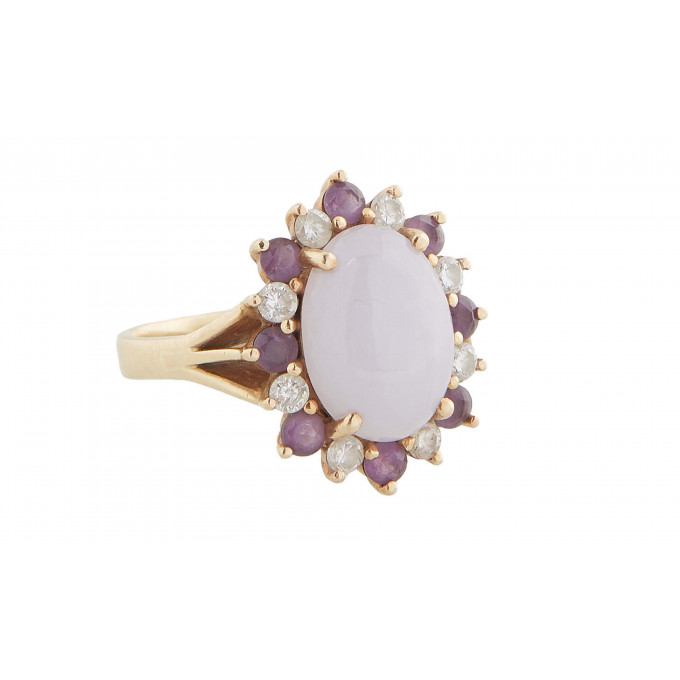 Appraisal: K Yellow Gold Lavendar Jade Ring with an oval cabochon