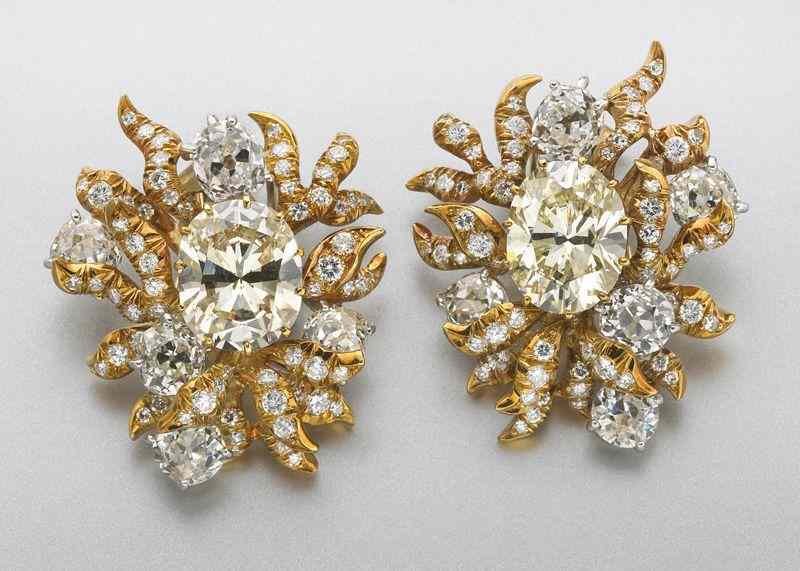 Appraisal: Pr Julius Cohen K gold and GIA diamond earringsfeaturing a