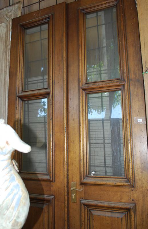 Appraisal: A PAIR OF FRENCH GLAZED PANELLED DOORSeach with a hardwood