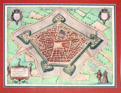 Appraisal: piece Hand-Colored Engraved Town View Braun Georg Hogenberg Frans Hesdynfort-Hesdinum